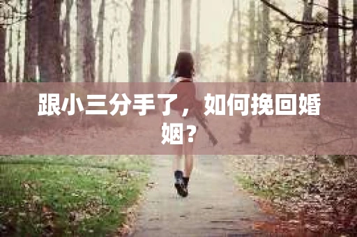 跟小三分手了，如何挽回婚姻？