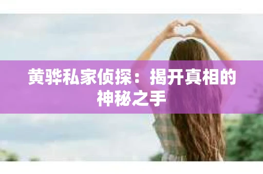 黄骅私家侦探：揭开真相的神秘之手